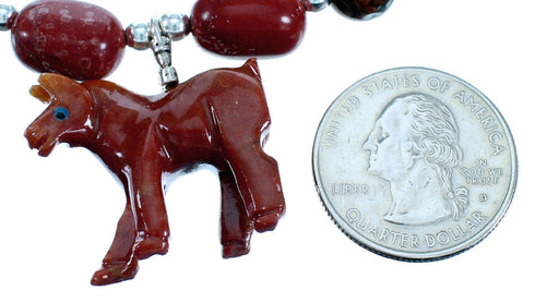 Authentic Sterling Silver Multicolor Bead Horse Necklace RX114919